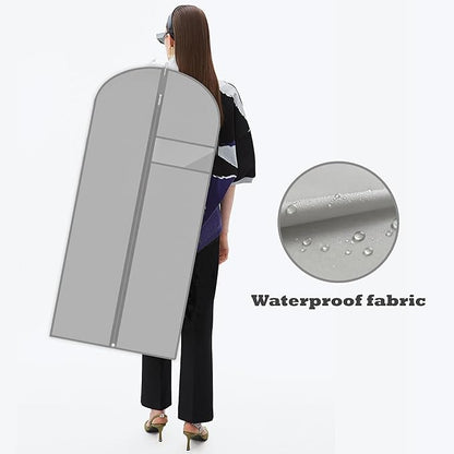 Garment Bags for Hanging Clothes, 45'' Suit Bag Cover for Storage and Travel, Dress Bags for Gowns Long (Grey) - Image 6