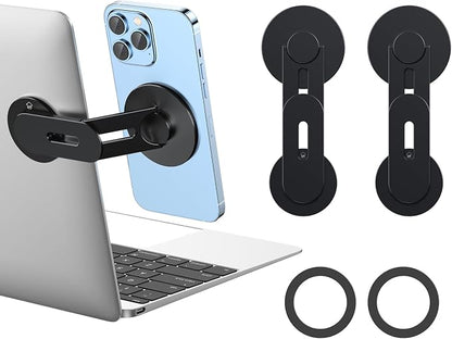 Magnetic 2PC Phone Holder for Laptop, MagSafe Laptop Phone Mount for iPhone 17/16/15/14/13/12 & All Phones, 180°Adjustable Phone Side Mount for Monitors for Tesla 3/Y by Magnetic