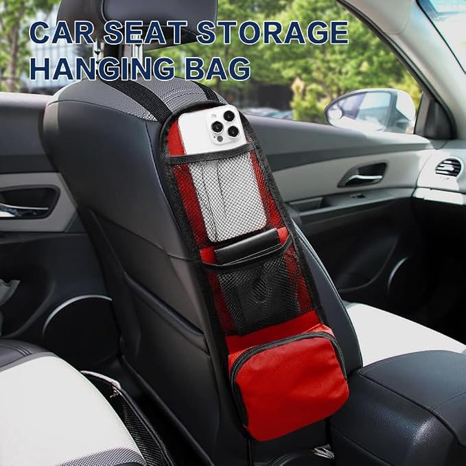 2PS Car Seat Side Organizer, Auto Seat Storage Hanging Bag, Multifunctional Vehicle Mesh Pocket Hold, Car Accessories Car Organizer Can Hold Phone, Wallet, Glasses for Most Cars - Image 3