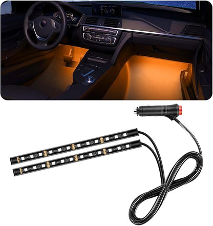 povtii Car LED Strip Light, 24 LED RGB Auto Under Dash Interior Atmosphere Lights, USB Vehicle Decorative Lamp Ambient Night Light Strip, Lighting Kit Car Accessories (Orange, Cigarette Lighter) by povtii