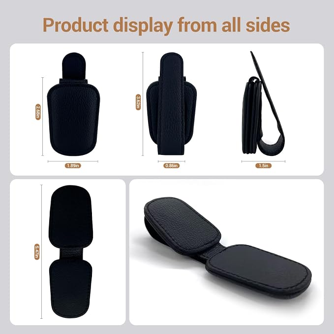 Sunglass Holder for Car, Universal Magnetic Glasses Holder Visor Sunglass Clip Visor Clips, Car Visor Organizer Accessories for Men and Women (1, Black) - Image 6