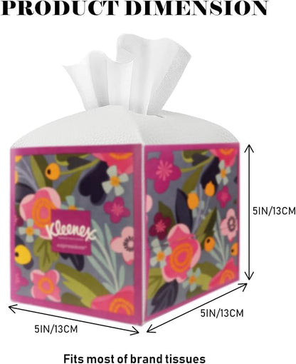 Tissue Box Cover Holder Square Tissue Cube Cover PU Leather Tissue Organizer with Bottom Belt for Bathroom, Tabletop, Car, Night Stands, Office, Home, Kitchen (2, White) - Image 6
