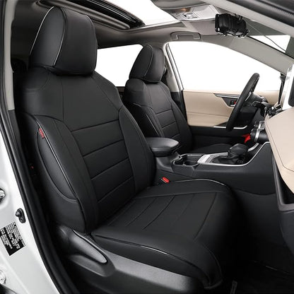 EKR Rav4 Seat Covers Custom Fit for Toyota RAV4 Adventure,TRD-Off Road 2019 2020 2021 2022 2023 2024, Leather Car Seat Cover Full Set for SUV,Faux Leather(Black) by EKR