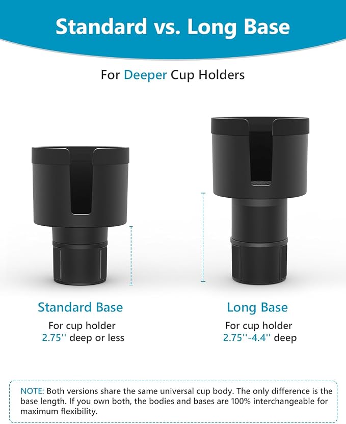 SEVEN SPARTA Car Cup Holder Expander, Long Base for 32-40oz Large Bottles | For Deeper cup holders on RAV4, Adjustable offset adapter, Holds 3.4-3.8 in bottles Mugs, Extender for Yeti Owala Hydro Flask - Image 2