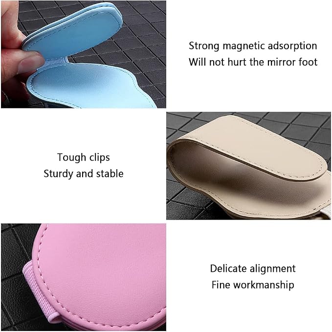 OFBAND Magnetic Sunglass Holder for Visor, PU Leather Car Organizer, Universal Accessory (Yellow) - Image 3
