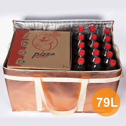 Bodaon XXX-Large Commercial Food Delivery Insulation Bag, Gold, 1-Pack | Insulated Pizza Delivery Bags for Hot/Cold Food, Large Capacity, Reusable Warming Bag for Picnic/Rideshare, Grocery Coolers - Image 4