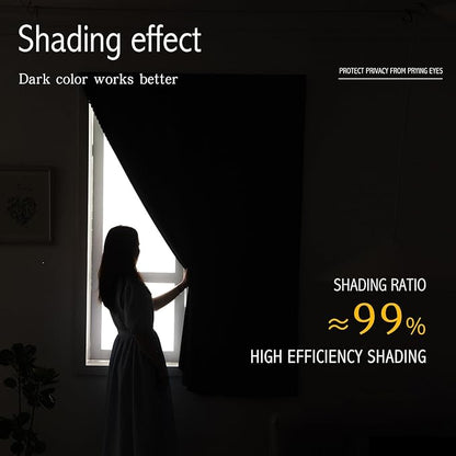 Self Adhesive Curtains, Stick Curtain Blackout Shades Window Cover Curtains for Living Room No Drilling, 59" W X 96" L, Brown, 1 Panel - Image 4