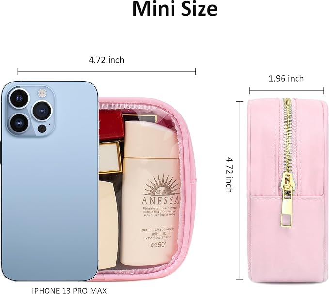 Small Clear Makeup Bag for Purse Small Cosmetic Bag Travel Size Toiletry Bags Cute Travel Makeup Bag,Coin Purse,Car Asscessories Organizer Storage Travel Essentials for Women Girls (Clear-Pink) - Image 5
