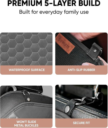 Kick Mat Back Seat Protector - Car Back Seat Cover for Kids Feet - Waterproof & Sturdy Protector for Upholstery from Dirt, Mud, Scratches and Stain (Gray 2 pc) - Image 4