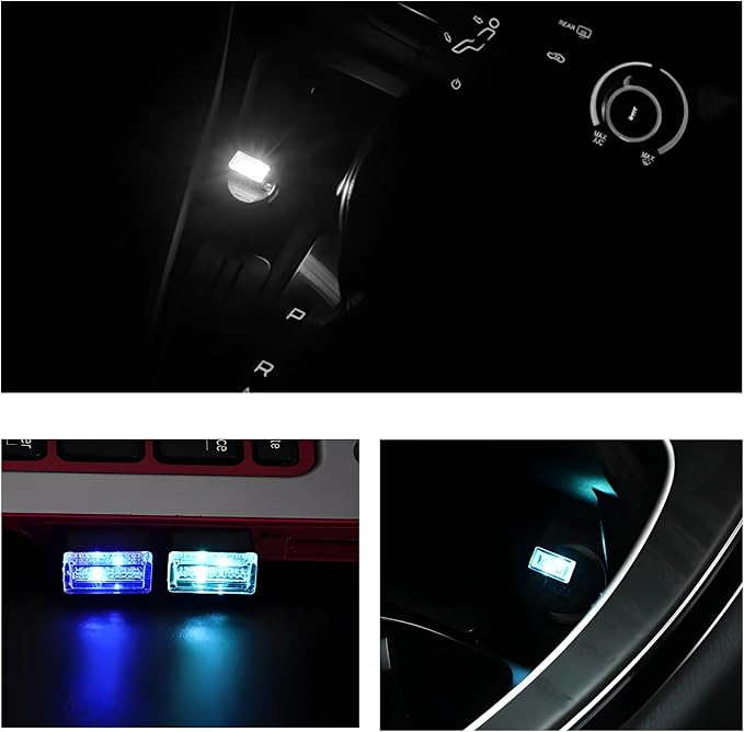 4 PCS USB LED Car Interior Atmosphere Lamp, Mini Night Light Plug-In Trunk Ambient Lighting Kit, Portable USB Interface LED Lamp Interior Decoration for Vehicle Home Office (White) - Image 5