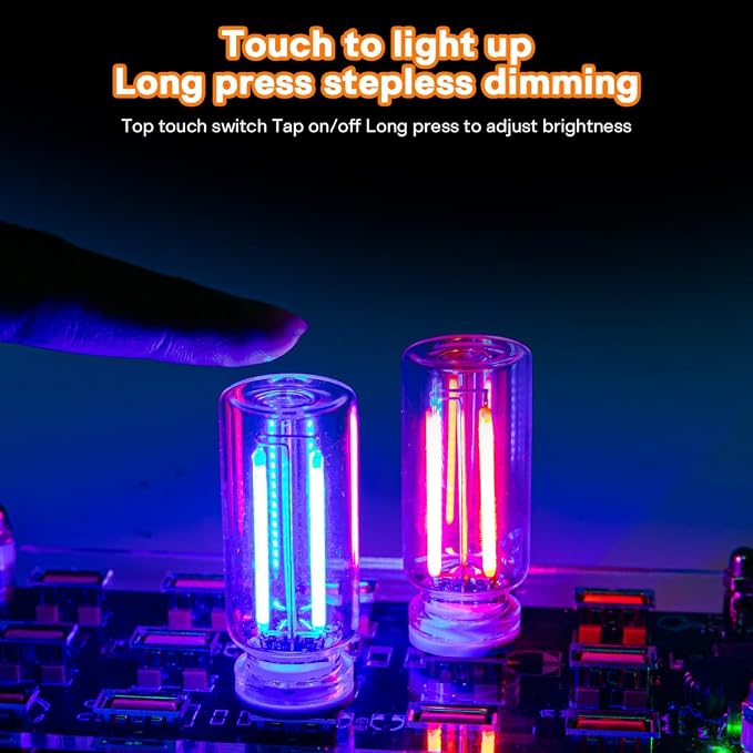 2 PCS Car USB Night Light Bulb, Touch Dimmable Car Interior Ambient Lights, Mini Retro Glass Bottle LED Lamp, Plug-in USB Mood Light for Vehicle, Bedroom, Camping(Red) - Image 4