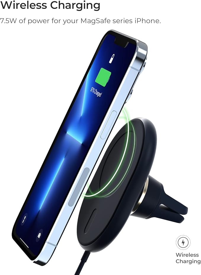 iOttie Velox Magnetic Wireless Charging Air Vent Car Phone Mount. Compatible with MagSafe iPhones including iPhone 12/13/14/15/16/17 Series (Car Charger Included) - Image 4