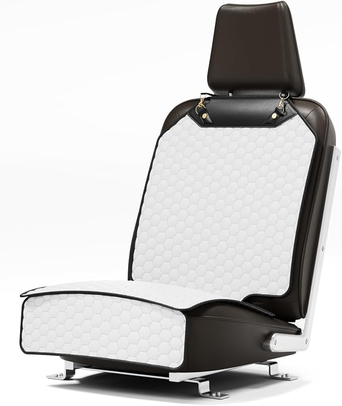 Set Seat Back Organizer & Car Seat Protector Hexy Waterproof & Non-Slip Protector for Child Car Cushion for Leather and Fabric Seats (White) by OwleysCarAccessories