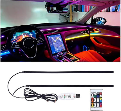 Car Interior LED Strip Light, Flexible Acrylic RGB Ambient Neon Light with Wireless APP & Remote Control, 2-in-1 Music Sync Auto Internal Atmosphere Lamp Strip, Universal for Vehicle (86Inch) by Unknown