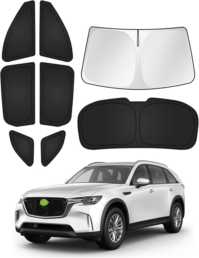 Canvcle Sunshades for Mazda CX-90 2024-2025 2026 CX90 Accessories Windshield Sun Shade Side Rear Window Shade Cover Sun Visor Shield Privacy Protection Keep Vehicle Cool Black 8PCS by Canvcle