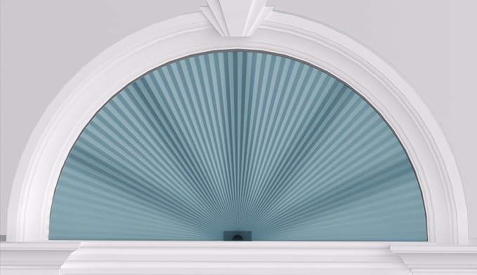 Myshade Arch Window Shades Half Circle Light Filtering Cellular Shades Cordless No Drill Blinds for Windows Half Moon Honeycomb Fabric No Tools Shades Easy Install (1PCS Blue 36" W X 18" H) by MYSHADE