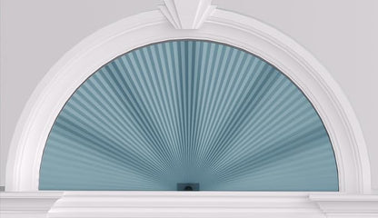 Myshade Arch Window Shades Half Circle Light Filtering Cellular Shades Cordless No Drill Blinds for Windows Half Moon Honeycomb Fabric No Tools Shades Easy Install (1PCS Blue 24" W X 12" H) by MYSHADE