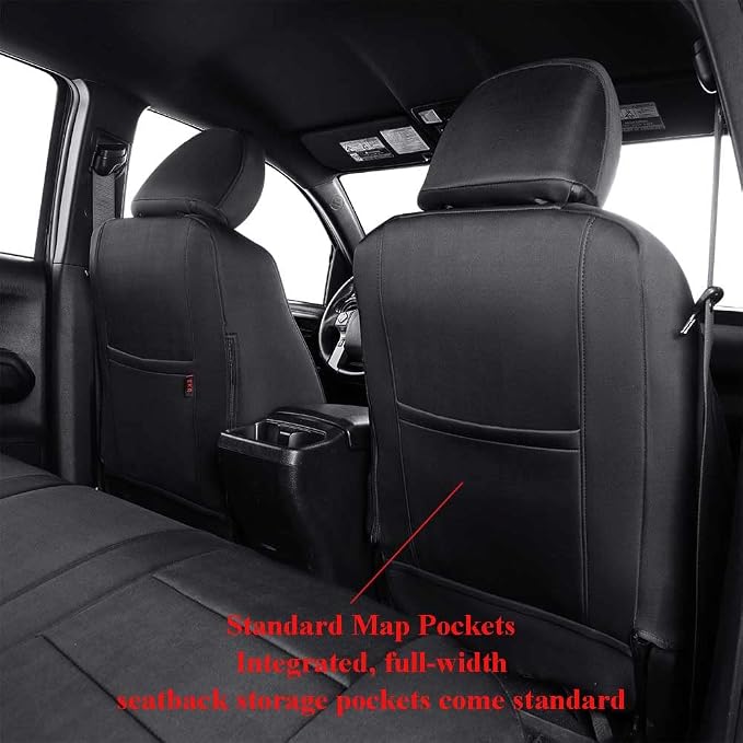 EKR Custom Fit Tacoma Neoprene Car Seat Covers for Toyota Tacoma 2012 2013 2014 2015 (Regular Seats)- Truck Seat Covers Full Set,Neoprene (Black) - Image 3