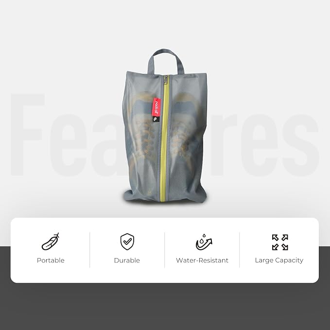 pack all Shoe Bag for Travel, Water-Resistant Shoe Pouch for Sports | Odor-Resistant, Dustproof, Portable, Soccer Cleats & Gym Storage, Fits Up to Size 11, 2 Pack, Grey - Image 6