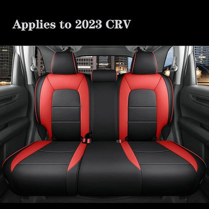 CocheFamilia CRV Seat Covers Custom Fit for Honda CRV 2023 2024 2025 2026 Leather Car Seat Cover Full Set for Trucks SUV,Waterproof Car Seat Cushion,Faux Leather (Black with red Trim) - Image 3
