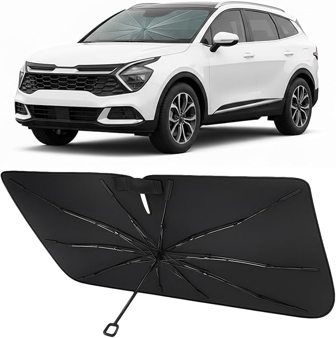 Proadsy Custom Fit Windshield Sun Shade Umbrella for 2023-2026 Kia Sportage | Advanced Ice Crystal Material, -54°F Cooler, Zero-Gap Sunblock, Instant Setup & Foldable Design for Summer Parking, Daily Use by Proadsy