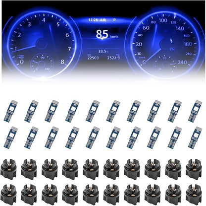 20PCS Car LED Dash Lights - Super Bright Instrument Cluster Light Bulbs with T5 37 74 LED Bulbs & Twist Lock Socket - Universal 12V L-ED Lights for Car Interior Accessories (Blue) by Unknown