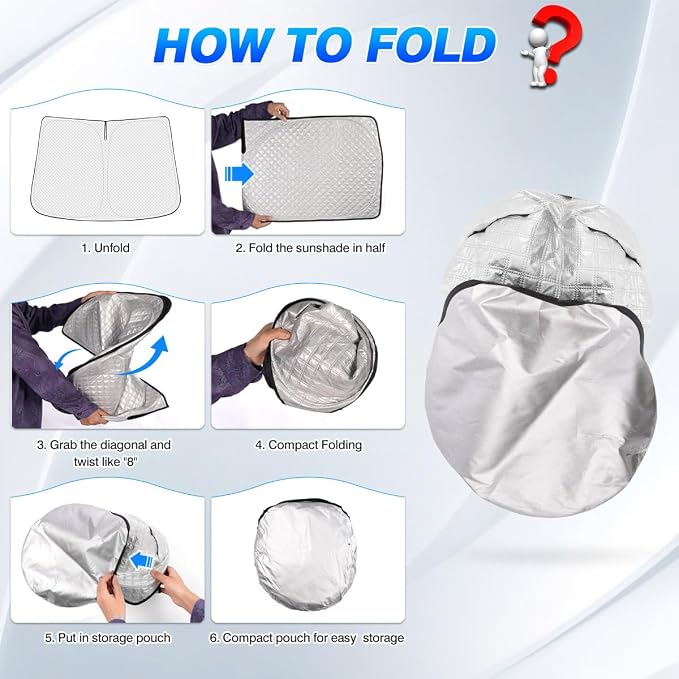 Canvcle Windshield Sun Shade for Hyun dai Santa Cruz Accessories 2022-2025 2026 Thicken 6-Layer Front Window Sunshade Cover Sun Visor Protector Foldable Block UV Rays Keep Vehicle Cool - Image 6