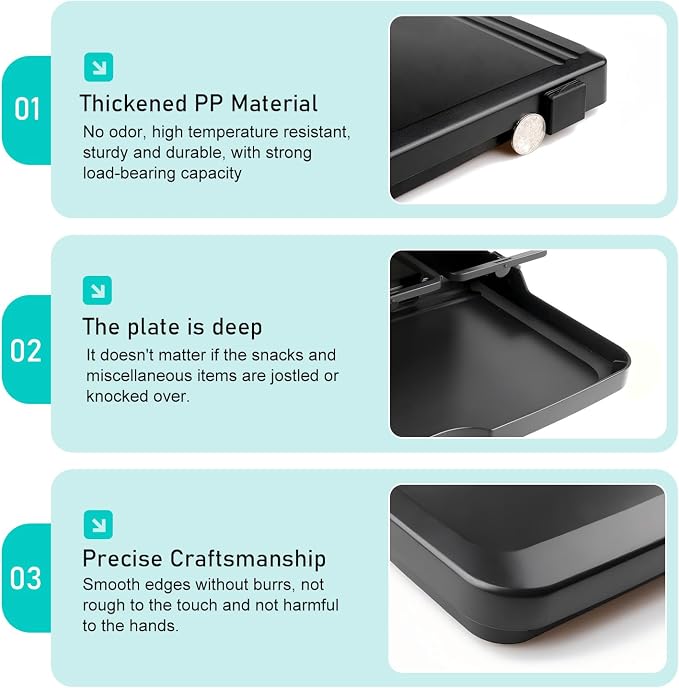 Car Food Tray Holder, Multifunctional Foldable Car Backseat Travel Tray, 13.38" x 7.87" Back Headrest Seat Eating Food Trays, for Food, Meal, Snack, Drinks (Black) - Image 3
