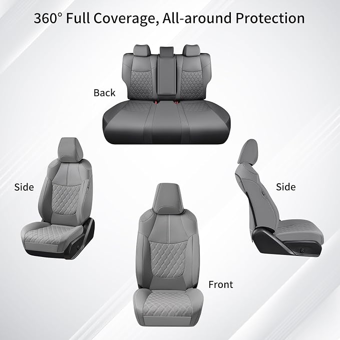 Huidasource Custom Fit RAV4 (Gas Only) Car Seat Covers Full Set, Waterproof Faux Leather for 2019-2024 Toyota RAV4 LE/XLE & XLE Premium/Limited (Does Not Fit Adventure and TRD Off-Road, Gray) - Image 9