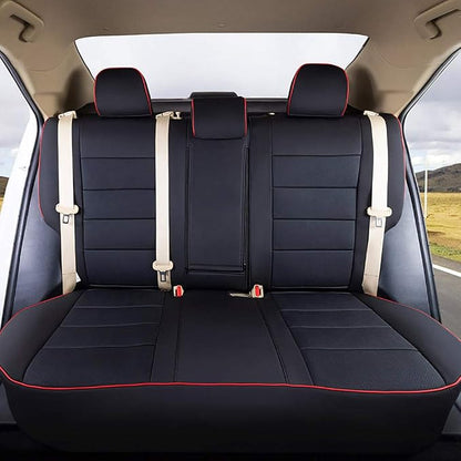 EKR Car Seat Covers for Toyota Camry 2012-2017 (Gas),Full Set | Custom Fit for Toyota Camry L/LE/XLE 2012-2017,Factory-Style Upgrade,Easy-Wipe Protection-Faux Leather(Black with Red Trim) - Image 3