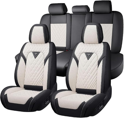 Fit for Toyota Crown Seat Covers 2023-2026,Premium Leather, 360° Full Protection, Thick Padding & Memory Foam, Waterproof & Stain-Resistant Car Seat Cover Full Set (5 Seat,Cream White) by Unknown