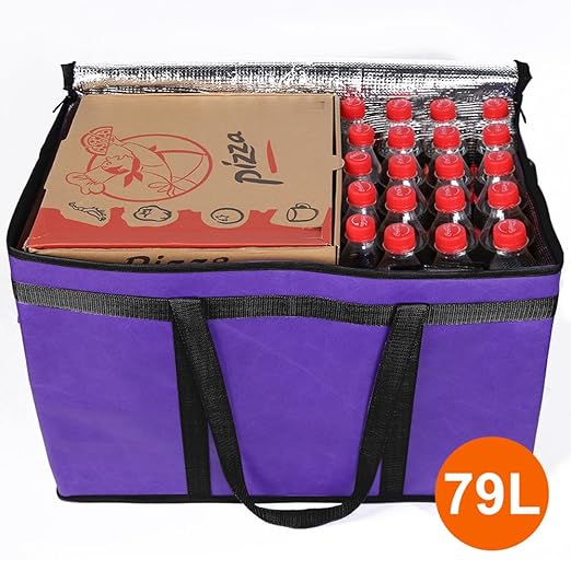 Bodaon 2-Pack Insulated Food Delivery Bag, XXX-Large Meal Grocery Tote Insulation Bag for Hot and Cold Food, Commercial Cooler/Thermal Shopping Bags, Large Capacity Reusable Warming Bag, Purple - Image 4