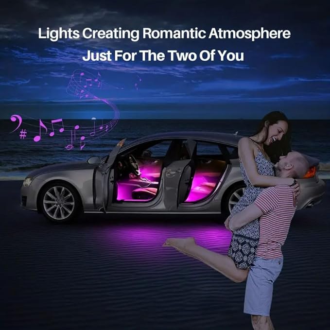 Car LED Interior Strip Lights, TEKSHINNY RGB Car Interior LED Light Wireless APP and Remote Control, 5 in 1 Ambient Lighting Kit with 236 Inches Fiber Optic, EL Wire Lights for Car Inside - Image 6