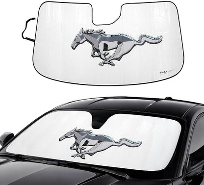 Custom Fit Windshield Sunshade Compatible with 2015-2023 Ford Mustang, Gen 6 - Accordion Folding Sunshield, Official Logo, Heat & UV Protection by Holda