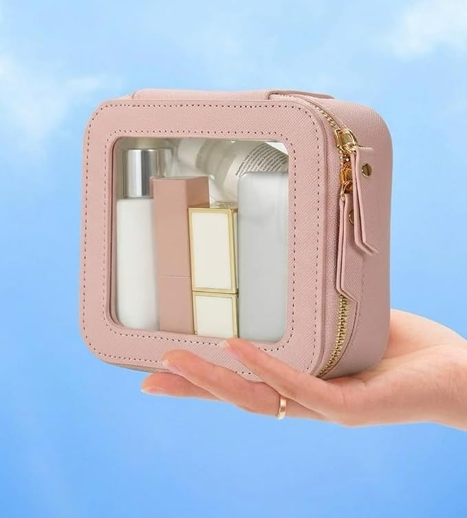 Aveniee Mini Clear Makeup Bag, Small Cosmetic Bags Travel Toiletry Pouch Organizer, TSA Approved Make up Case with Zipper, Car Bag for Essentials,Dusty Pink - Image 6