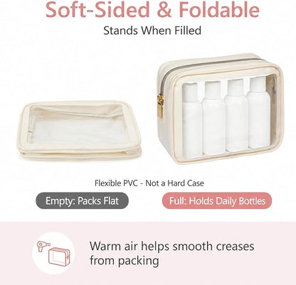 Clear Makeup Bag Foldable - TSA Approved Toiletry Bag for Travel | Metal Zipper, Reinforced Seam, Water Resistant, Medium for Carry-on, Large for Checked Luggage, for Car Storage Organizer - Image 5