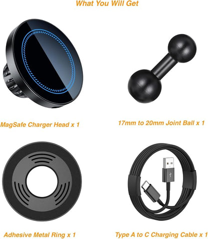 for MagSafe Wireless Charging Phone Holder with 20mm Ball Mount | Compatible with Bulletpoint Mounting Solutions, Magnetic Wireless Charger with Metal 20mm Ball Mount for MagSafe - Image 7