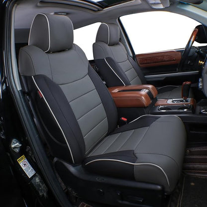 EKR Tacoma Leather Car Seat Covers Custom Fit for Toyota Tacoma 2012 2013 2014 2015 (Regular Seats) - Truck Seat Covers Full Set,Faux Leather(Black/Gray) by EKR