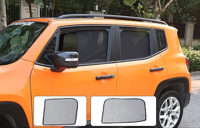 Bwen Car Window Shades Fit for Jeep Renegade 2016 2017 2018 2019 | Foldable Side Window Sun Shade for Renegade, Custom Fit Car Side Window Sunshade for Blocks Uv Rays Glare, Magnetic, 7pcs - Image 2