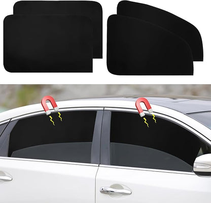 Ovege Blackout Car Window Curtains 4pcs Magnetic Privacy | 100% blackout, steel frame compatible, privacy for nursing pumping changing, 4pcs side windows shades, UV block by Ovege