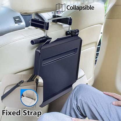 2 in 1 Car Steering Wheel Tray / Back Seat Headrest Tray for Eating Food Drink and Writing Laptop Work, XERGUR Black Car Desk - Image 3