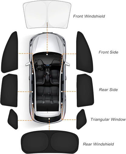 KUST Car Window Shades for Tesla Model 3 Highland 2024-2025 2026 Windshield Sun Shade Side Window Cover UV Block Privacy Protection Accessories for Camping Blackout Rear Back Full Set 8PCS - Image 8