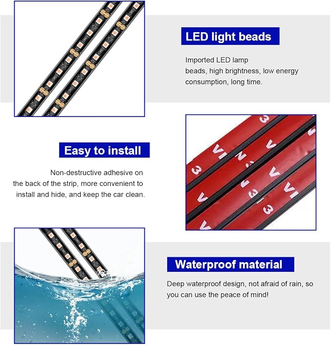 povtii Car LED Strip Light, 24 LED RGB Auto Under Dash Interior Atmosphere Lights, USB Vehicle Decorative Lamp Ambient Night Light Strip, Lighting Kit Car Accessories (Orange) - Image 3