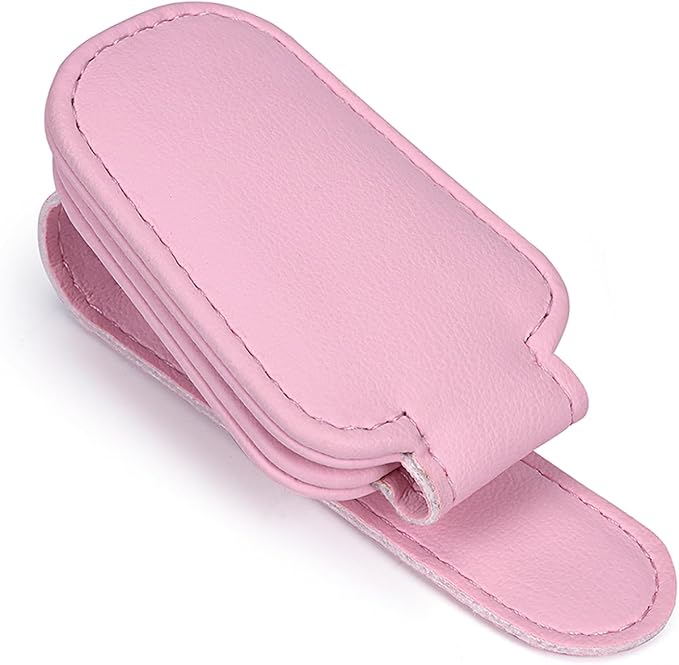 KIWEN 2 Packs Sunglasses Holders for Car Visor, Magnetic Leather Glasses Eyeglass Clip for Car, Ticket Card Clip Sunglasses Mount, Car Visor Accessories Gadgets (2, Pink) - Image 3