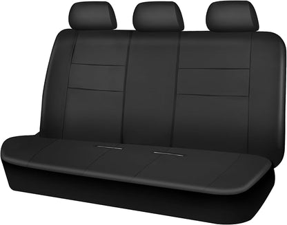 CAR PASS Leather Back Seat Cover, Universal Waterproof Bench Rear Seat Cover Zipper Split Rear Bench Protector Fit 95% Automotive Interior Covers for Cars Sedans SUVs (Rear,All Black) by CARPASS