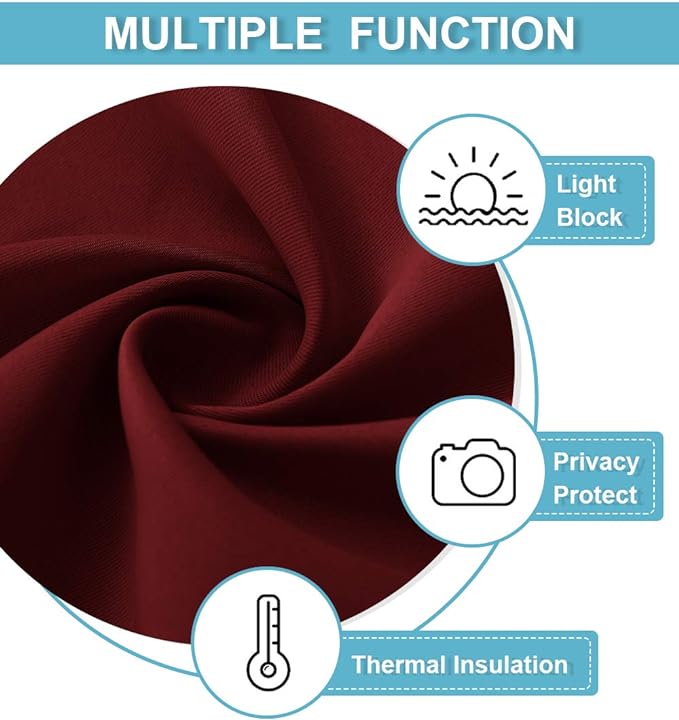 RYB HOME French Door Window Curtain Blackout Blind, W34 x L69, Red, 1 Pc | Self Adhesive, Privacy, Thermal Insulated, For Patio Kitchen Front Entry Front Back Door Glass Window, Renter Friendly - Image 7
