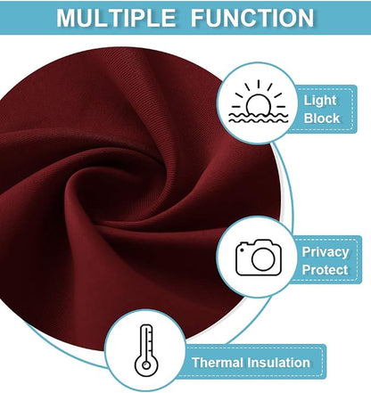 RYB HOME Blackout Curtain Privacy Window Drape for Living Room Bedroom Door | Self Adhesive, Thermal Insulated, For Patio Kitchen Front Entry Front Back Door Glass Window,W36 x L80, Burgundy Red, 1 Panel - Image 7