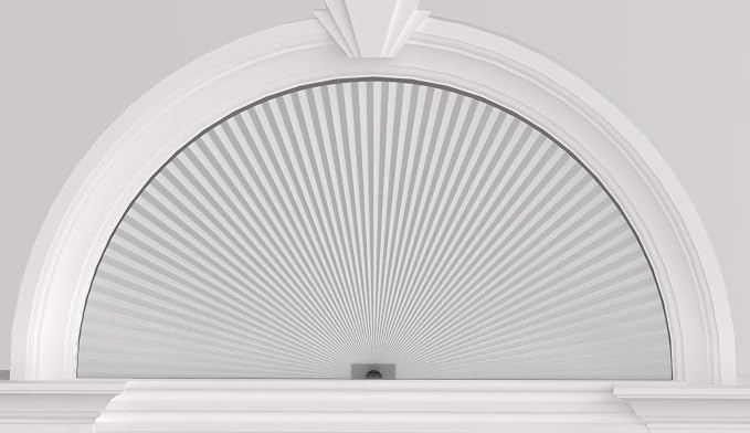 Myshade Arch Window Shades Half Circle Blackout Cellular Shades Cordless No Drill Blinds for Windows Half Moon Honeycomb Fabric No Tools Room Darkening Shades Easy Install (1PCS White 24" W X 12" H) by MYSHADE