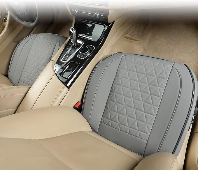 Black Panther Luxury Faux Leather Car Seat Cover Front Bottom Seat Cushion Cover, Anti-Slip and Wrap Around The Bottom, Fits 95% of Vehicles - 1 Piece,Light Gray - Image 2