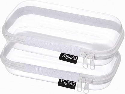 YQBRAO Clear Hard Shell Organizer Set, 2-Pack, White | Two small rigid PET organizers for cosmetics, travel accessories, cables, personal items and everyday organization by Unknown